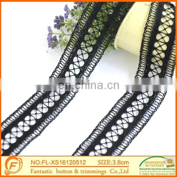 New Fashion Water Soluble Black lace For Garment Fabric Lace Triming