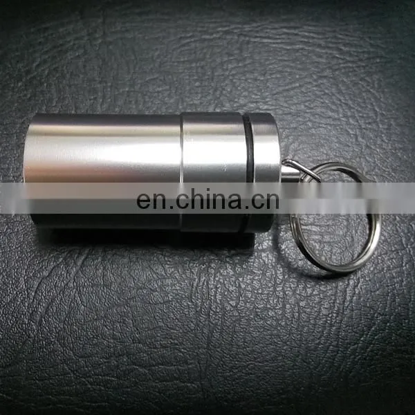 Metal Waterproof Airtight Pill Fob Holder Med Rx Box Keychain
