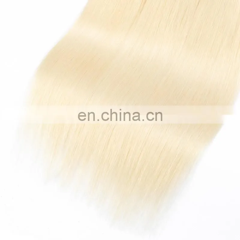 Remy hair color 613 blonde Brazilian hair closure and 3 bundles