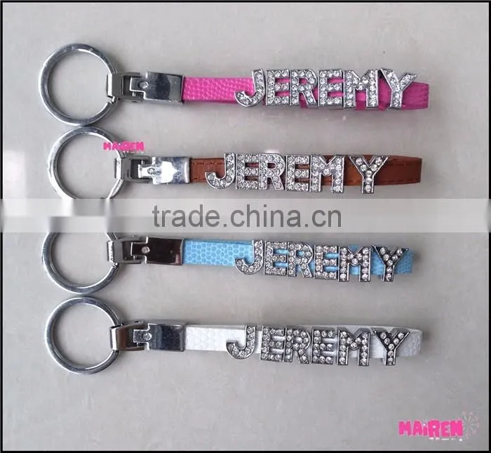 metal leather tourist souvenir name key chain with letter