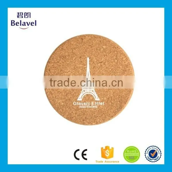 Promotional logo printed cup wooden custom cork coaster