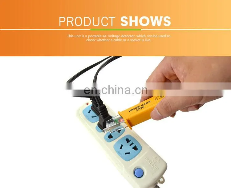 Non Contact AC Voltage Tester, Pen Voltage Detector 100~1000 Vac at 50/60Hz with Built-in flashlight and Vibrate hint