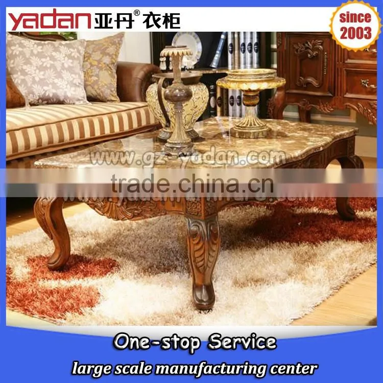 classic long tea table marble top,vintage wood coffee table for sale