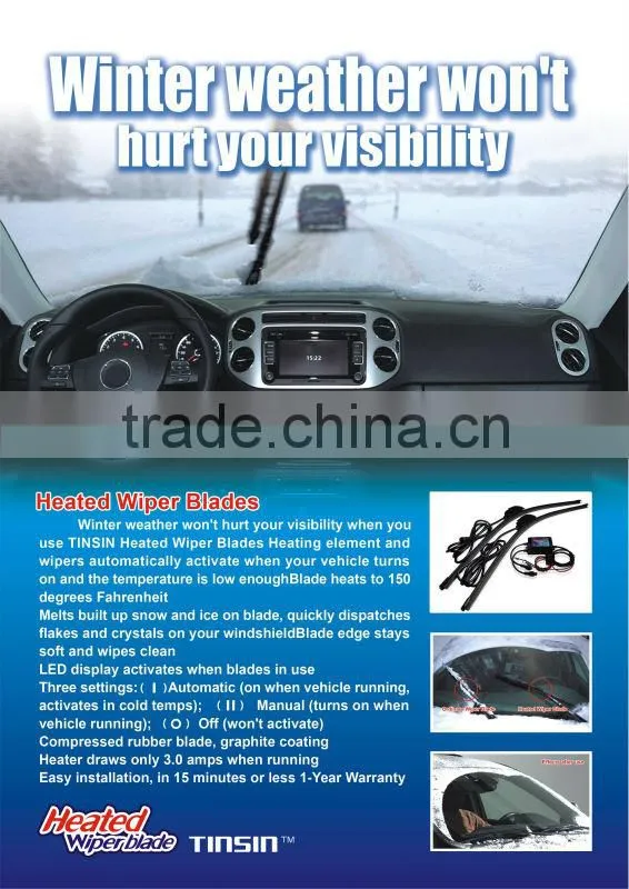tinsin 12V aotomobiles car boneless intelligent heated wiper blade windshield windscreen wiper blades factory