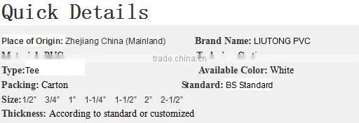 High Quality PVC Female Tee