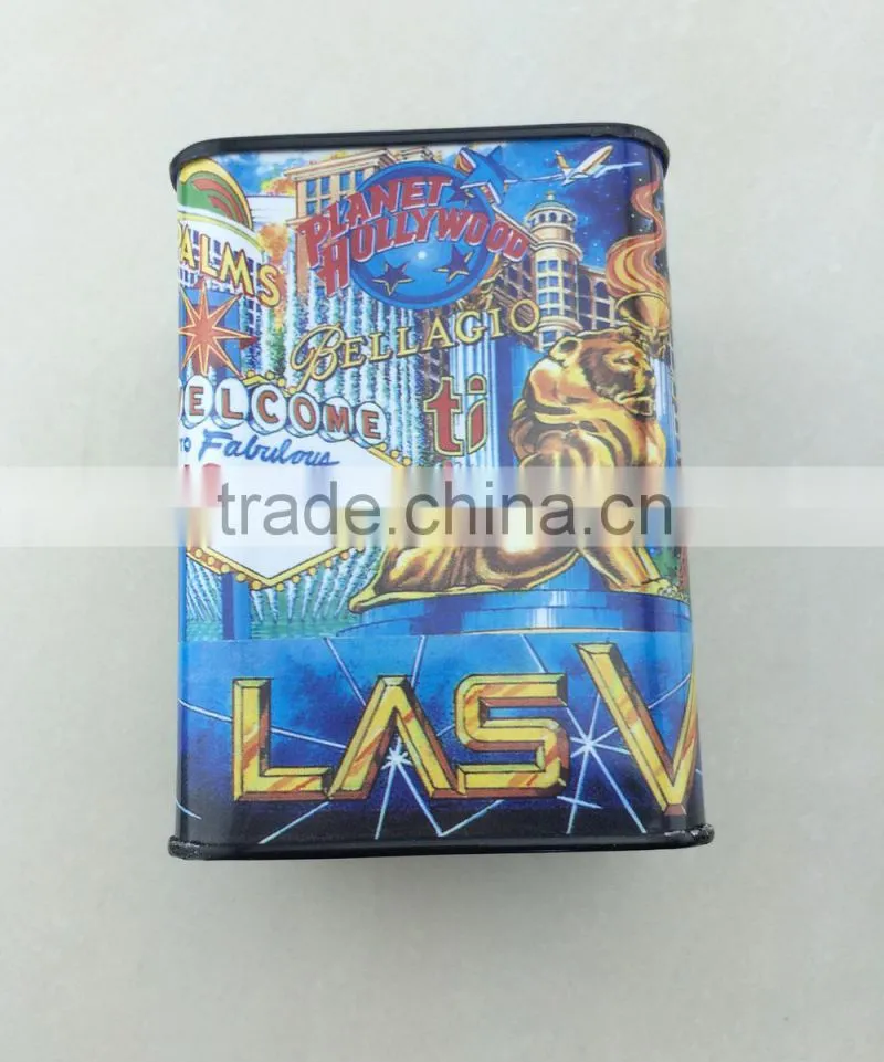 Las vegas square money tin box/coin bank