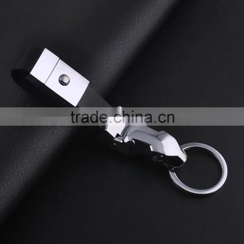 Latest leather key ring holiday gifts Leopard Jaguar head car Keychain