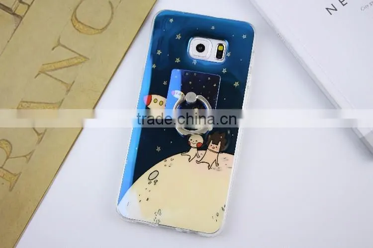 Blue light TPU city cartoon soft case with Ring Bracket for Samsung S6 edge/S7/Note5/A9/A710