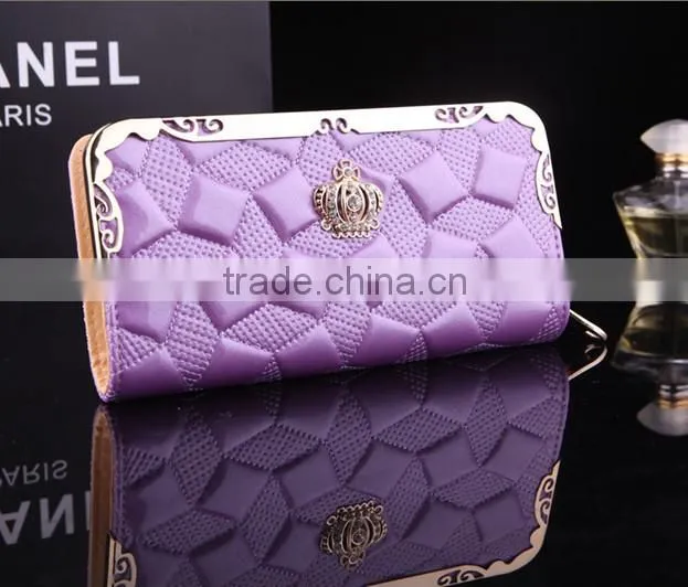 Europe Fashion Crown Emboss Women Patent Leather Wallet