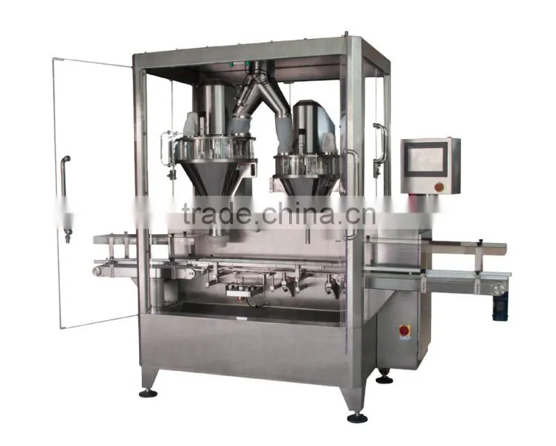 High speed and precision double nozzle powder bottle filler