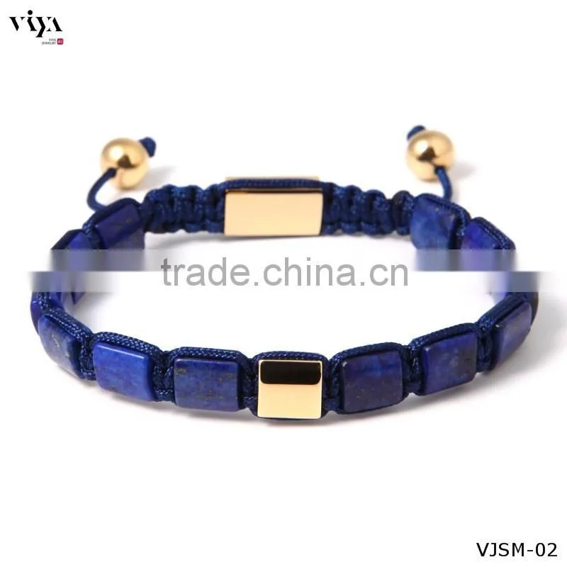 Bracelet Jewelry Charm Square Beads Mens Bracelets with Natural Stone bracelet