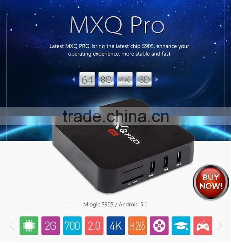 M8 Fully loaded KODI Quad core Amlogic S802 Android 4.4 4K smart Android TV BOX