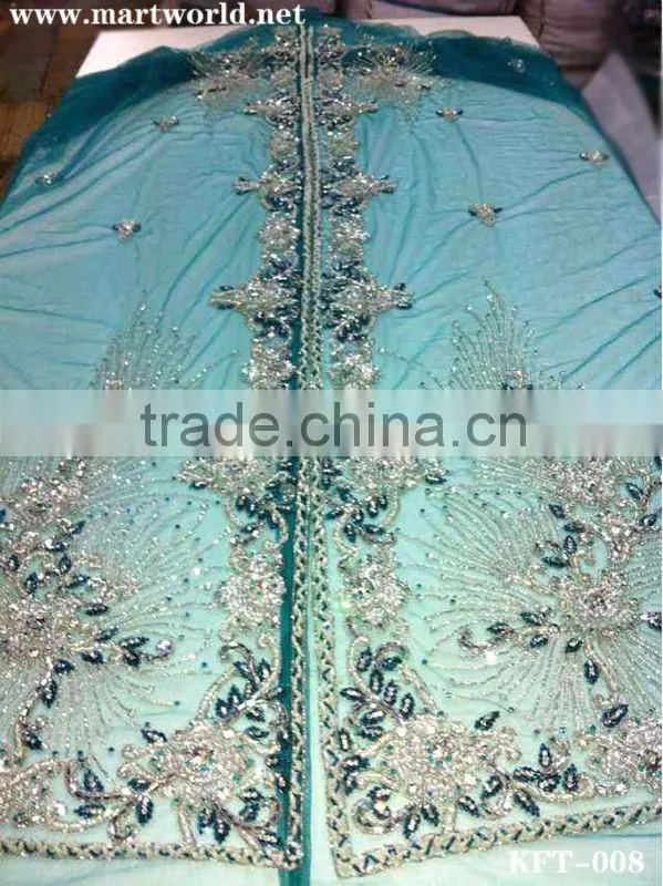 blue Indian saree with rhinestones and beads(KFT-008)