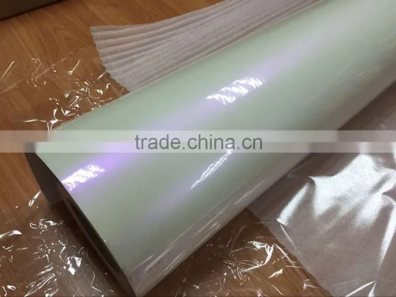 pearl white car wrap film 1.52*20m with air free bubbles , chameleon pearl white to purple car wrap film