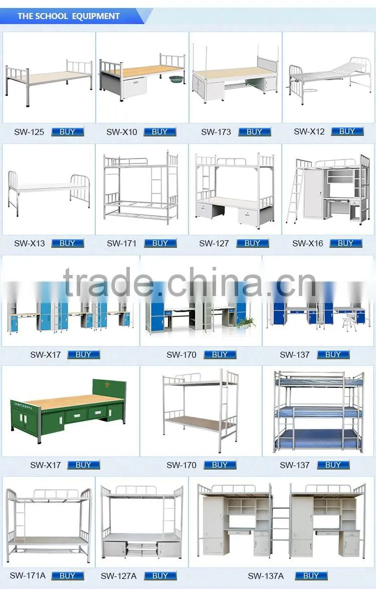 2016 high quality Dormitory bunk bed metal bunk bed with desk