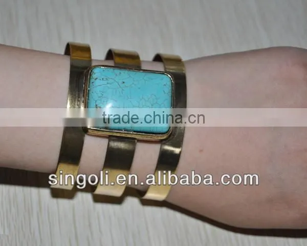 Turquoise filled jewelry brazil style gold cuff bangle bulk buy from china