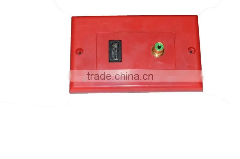 Wholesale single HDMI+1 RCA wall plate W/Back Plug Easy Installation