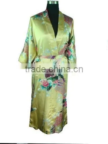 10 Colors Women Peacock Kimono Robe Silk Pajamas Girl Sleepwear Summer Yukata with Belt China Factory Direct Supply offer OEM