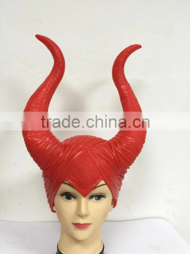 Halloween Party Cosplay dark witch rubber Costume dress Carnival costume Horn Headpiece Helmet Maleficent Hat