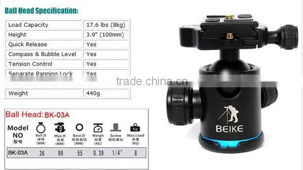 Professional Carbon Fibre Tripod Ball Head Monopod For Digital Camera DSLR