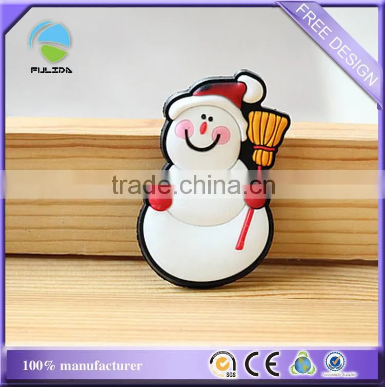 custom winter snowman plastic rubber decorating fridge magnet