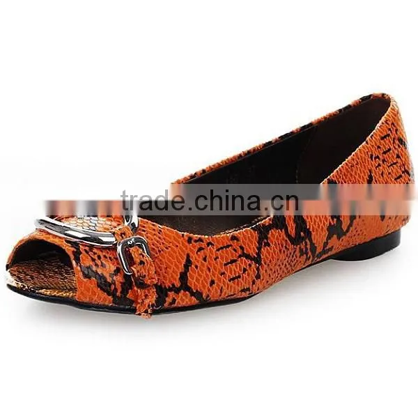 BUCKLED Classic Leather Wholesale woman peep-toe flat shoes 2015
