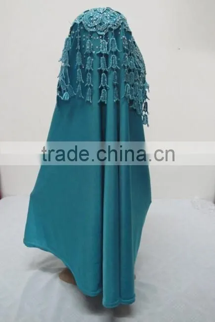 H309 latest instant hijab with lace fringes and rhinestones,muslim scarf