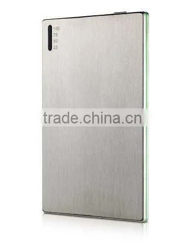 Ultra Slim, Credit Card Size, Aluminum Material 2000mAh Wallet-Sized Portable Charger External Battery Power Bank