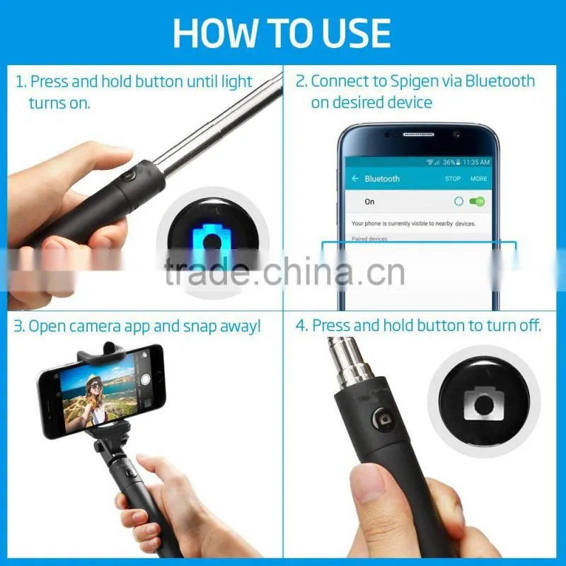 Bluetooth Selfie Stick Wireless Mobile Phone Monopod,mobile phone use wireless selfie monopod,Lightweight Type wireless monopod