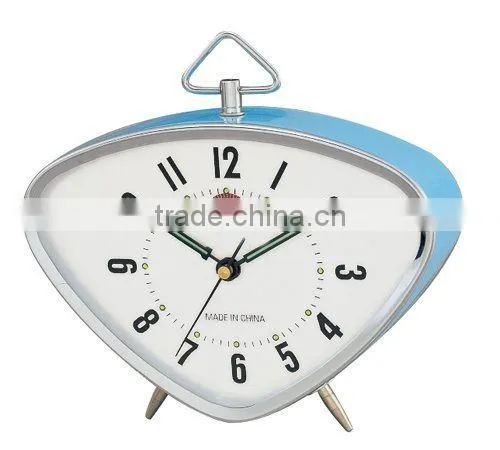 triangle metal case mechanical alarm clock