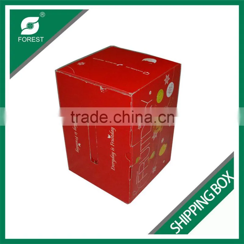 CORRUGATED FRUIT SHIPPING BOX FULL PRINTING SHIPPING BOX WITH PLASTIC HANDLE FOR PACKING FRESH FRUIT