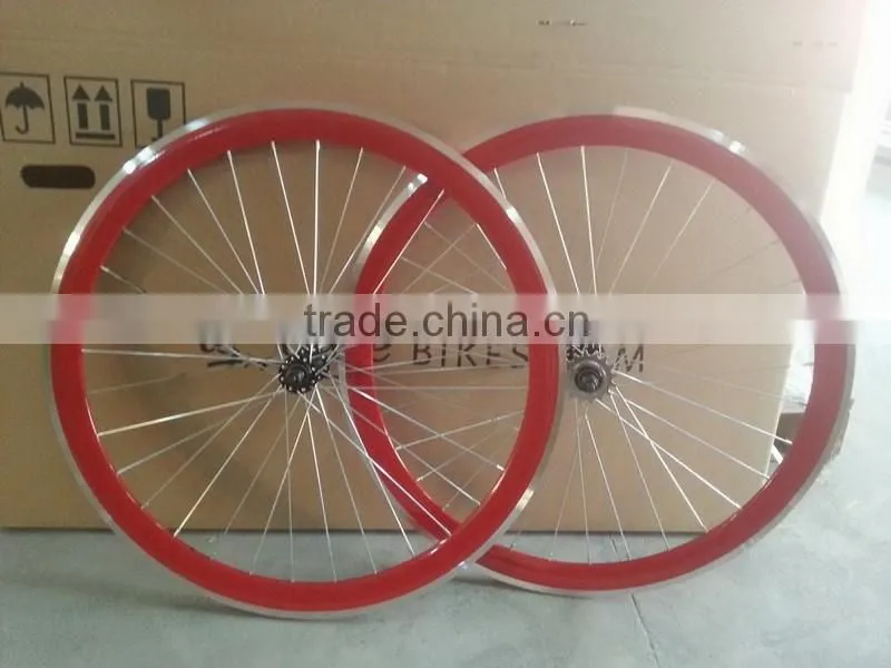 2016 hot selling aluminum alloy wheel set fixed gear wheelset filpflop hub cnc wheelset china wheelset factory