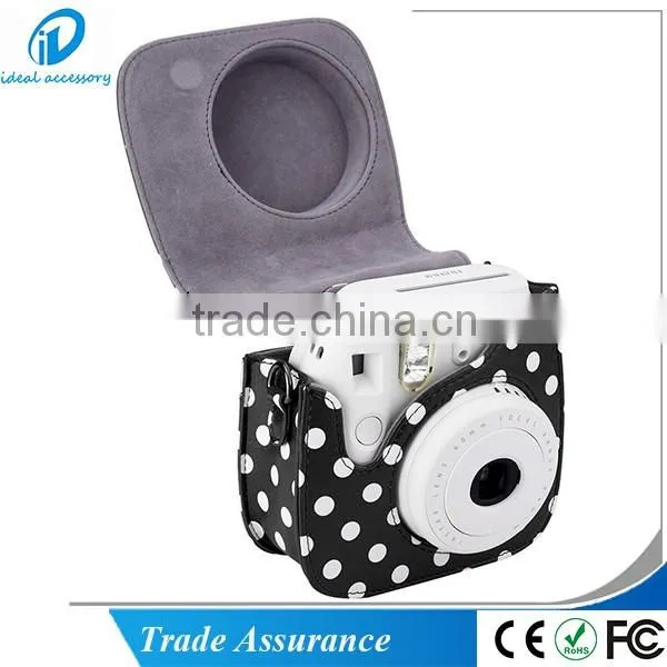 Dot PU Leather Fuji Mini Case Bag for Fujifilm Instax Mini8 with Shoulder Strap Camera case