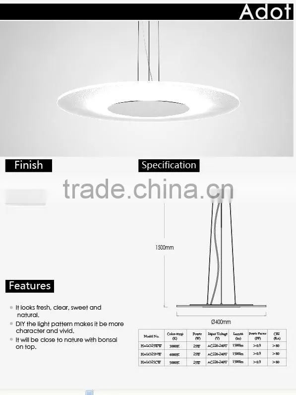 25W decorative LED halo pendant light for home use