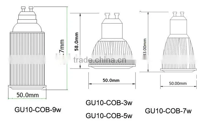 100lm 9W CE ROHS gu10 cob led spotlight