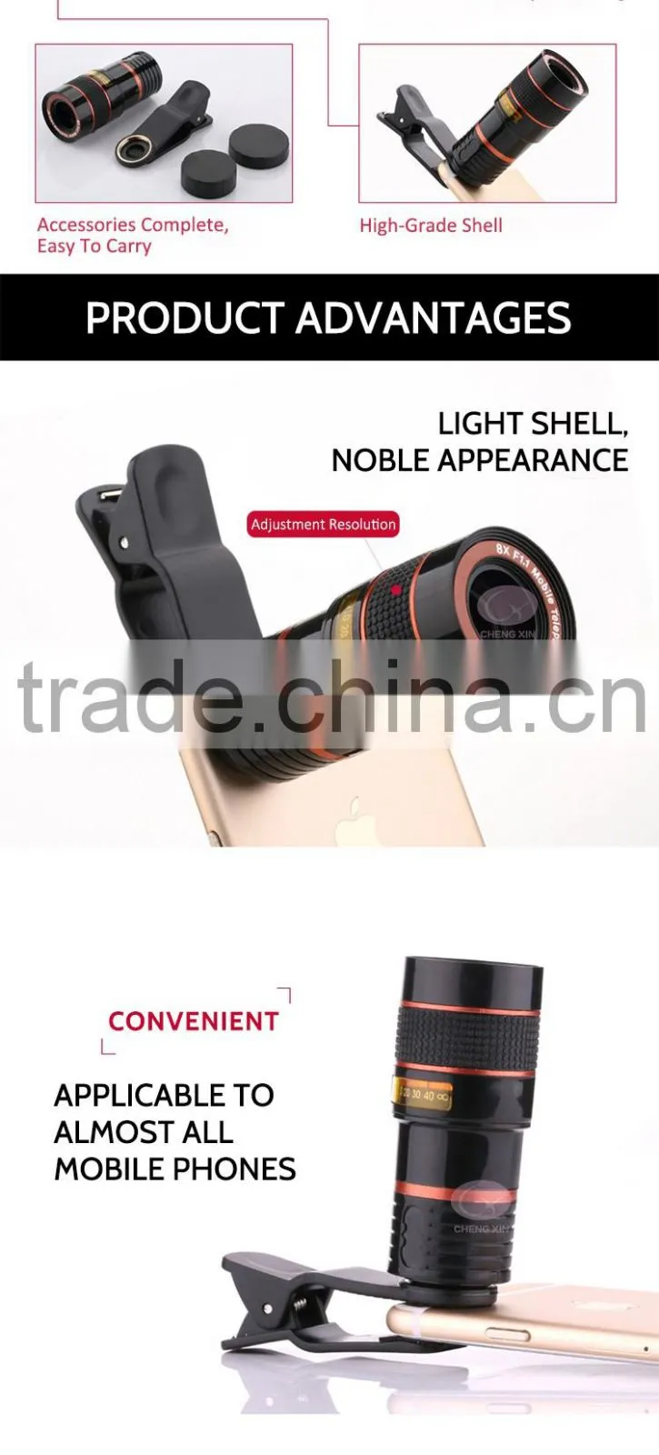 High Quality Inspection Microscope 8x Fixed Focus Macro Lens Cell Phone Camera Lens Cover for Mobile Phone