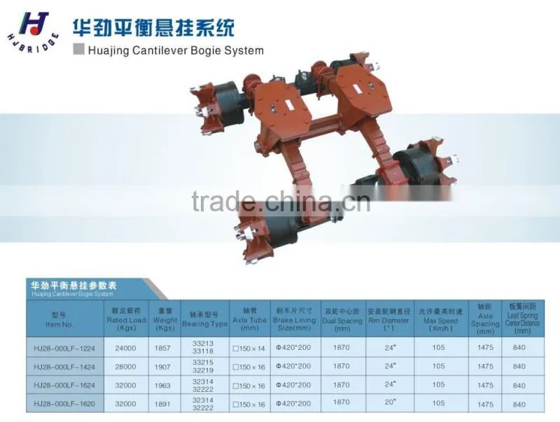 Cantilever bogie axle,trailer bogie suspension