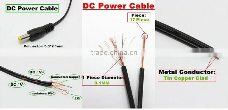 1m 24awg usb to dc 3.5mm cable