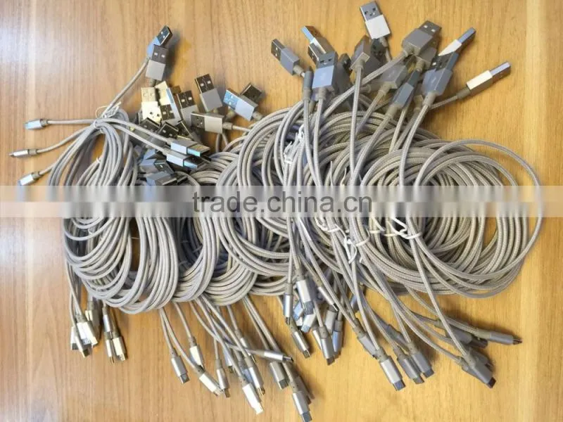 1M fabric braided micro usb cable for mobile phone