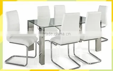 metal frame wood surface luxury tempered glass dining table, heavy-duty metal glass dining table and chairs