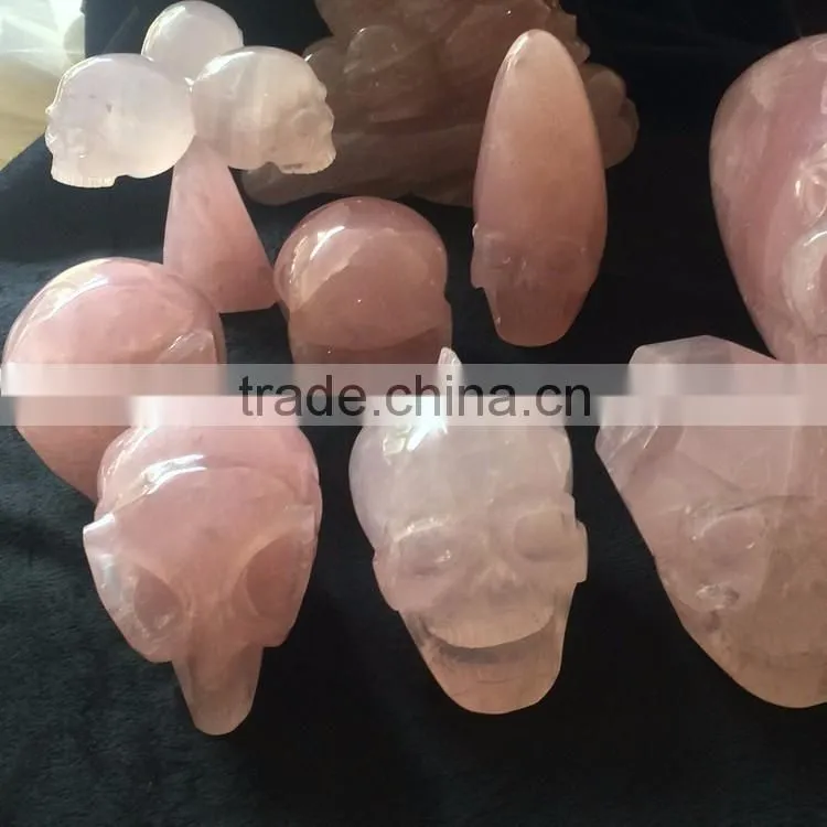 Natural Various Shaped Crystal Skull Rose Quartz Ornaments