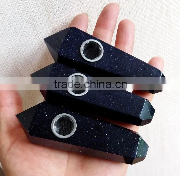 Wholesale blue sand stone crystal smoking pipes