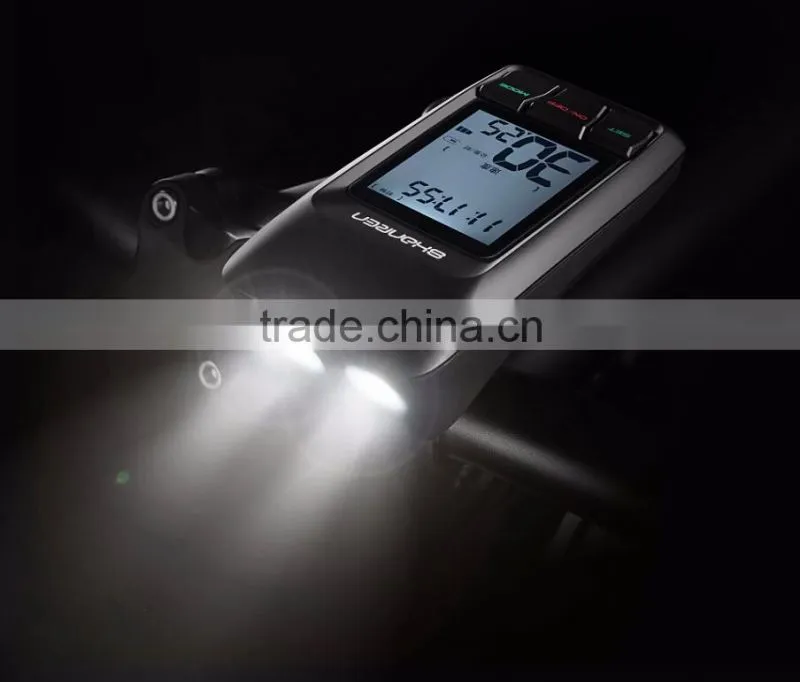 Rainproof USB rechargeable bicycle light set with LCD Backlight combines Bike Odometer