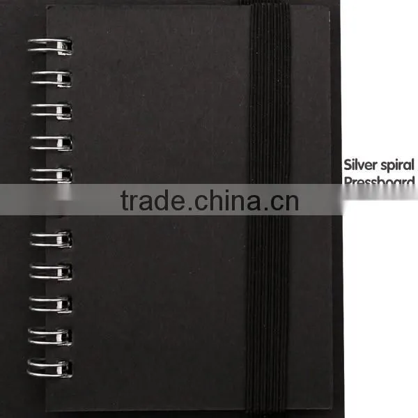 A4/A5/A6/B6/A7 Black spiral kraft note book lined with elestic band