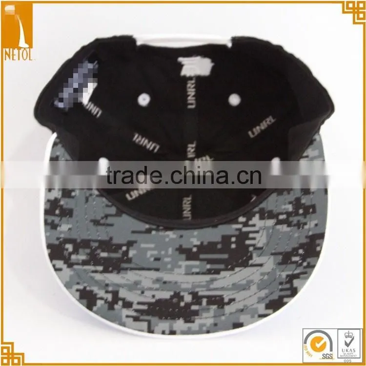2016 fashion 6 panels flat camo print custom snapback baseball caps