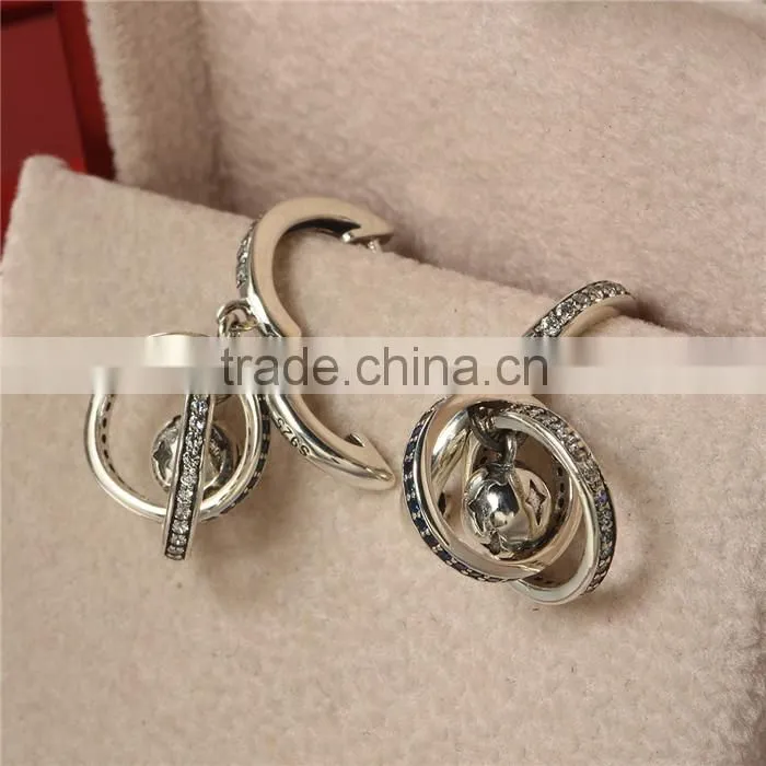 New Design Silver Jewelry Round Shaped Spinel World Globe Fashion Earrings