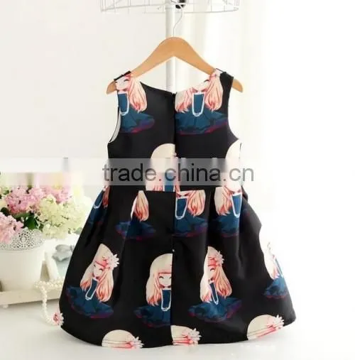 2016 high quality cartoon child baby dress model spring summer baby girls dress designs