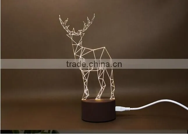 Christmas decoration 5W 3D acrylic LED deer animal light