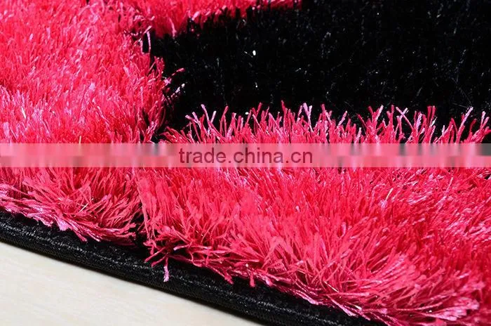 Microplush soft touch durable anti slip backing shaggy silk polyester carpet for bath room