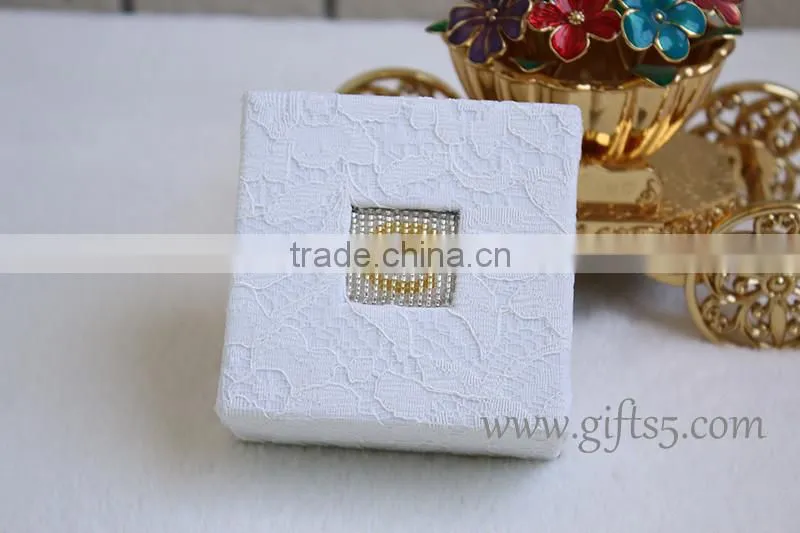 Gorgeous White engagement ring boxes with beaded name plate of C